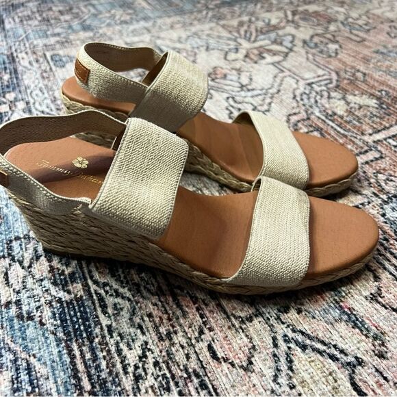 Tommy Bahama Sakura Stretch-Raffia Wedges Size 9.5 Natural Tan - Picture 3 of 12